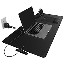 BLACK+DECKER Home Office Kit, 7 PCS Set, Desk Pad, 2-Port PD Charger, Ergonomic Mouse Pad, Phone Stand, Combo Cables, Cable Organizer, Workspace Accessories Perfect for Work-from-Home Black