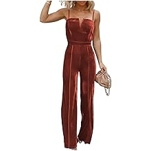 Sleeveless Velvet Jumpsuits For Women V Neck Spaghetti Straps Wide Leg Long Pants Dressy Rompers Winter Overalls S-XL