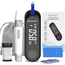 Blood Glucose Monitor Kit, Blood Sugar Test Kit with Lancing Device, 50 Test Strips and 50 Lancets, Glucose Meter for Home Use, Diabetes Home Testing Kit