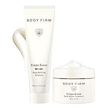 BODY FIRM Crepe Erase 2-Step Treatment, Anti-Aging Skin Care, Firming Moisturizer Cream + Body Exfoliating Pre-Treatment, Supports Wrinkle, Crepe Skin, Collagen