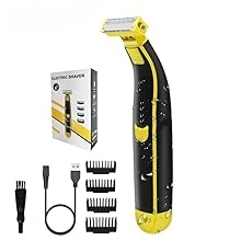 Body Hair Trimmer for Men Groin Hair Trimmers for Men Electric Shaver, 4 Replaceable Blade Heads & Cleaning Brush, Waterproof Wet/Dry Body Groomer Trimmer