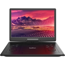 BOIFUN 15.7 Portable DVD Player with 14.1 Large HD Screen, 6 Hours Rechargeable Battery, Support Sync TV, USB, SD Card and Multiple Disc Formats, Dual Speaker, Rich Matte Black
