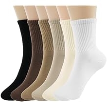 BomKinta Women Casual Calf Socks - Cute Cotton Crew Socks - Soft Above Ankle Sock Gifts 6 Pairs Size 5-10