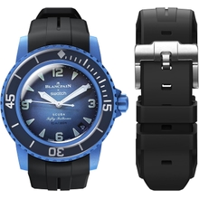 حزام BONACE لـ Blancpain Swatch ، حزام استبدال مقاوم للماء من المطاط الناعم المنحني لـ Swatch Blancpain Fifty Fathoms ، 22mm Quick Release Band for Blancpain x Swatch Men Women مع إزالة مجموعة الأدوات