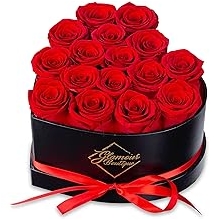 GLAMOUR BOUTIQUE 16 Flower Forever Heart Shape Box, Eternal Preserved Roses Gift for Her, Lasting Flowers, Romantic Floral Keepsake for Birthday, Anniversary or Valentine&rsquo;s Day, Red (Color-Treated)