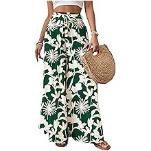 Wide Leg Pants Woman Flowy Floral Palazzo Pants for Women High Waisted Summer Casual Trousers Cruise Outfits