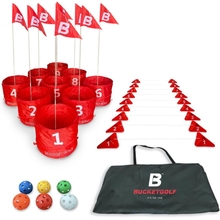 BucketGolf Game Pro The Ultimate Backyard Golf Game for Family, Adults and Kids - Portable 9 Hole Golf Course Play Outdoor, Lawn, Park, Beach, Yard