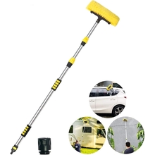 Buyplus 5-12 Foot 20 ft Reach Car Wash Brush with 12-Inch Soft Bristle, OnOff Switch Telescopic Car Truck Boat Washing Brush with Hose Attachment for Cleaning RVs, House Siding, Floors and More