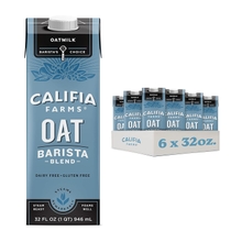 Califia Farms - Oat Barista Blend Oat Milk, 32 Oz Pack of 6, Shelf Stable, Dairy Free, Plant Based, Vegan, Gluten Free, Non GMO, High Calcium, Milk Frother, Creamer, Oatmilk