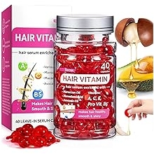 Capsules for hair care 40 Pcs Hair Vitamin Serum Capsule Hair Vitamins Hair Serum, Enriched with Moroccan Oil, Macadamia Oil, Avocado Oil Makes Hair Smooth and Shiny