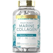Carlyle Marine Collagen for Hair Skin and Nails | 250 Caplets | Peptides for Women and Men | Type I with Calcium | Non-GMO & Gluten Free