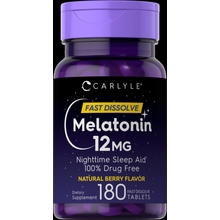 Melatonin 12 mg 180 tablets | Berry Flavor | Vegetarian | By Carlyle