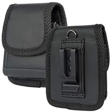 حافظة هاتف RAZR Flip ، Nakedcellphone Black Vegan Leather Vertical Pouch [ مع حلقة الحزام ، مشبك معدني ، إغلاق مغناطيسي ] لـ Motorola Moto RAZR Flip Phone 2019 ، 5G 2020