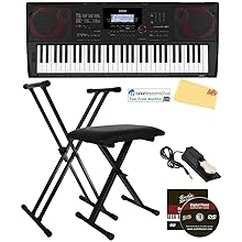 Casio CT-X3000 61-Key Keyboard Bundle with Adjustable Stand, Bench, Sustain Pedal, Online Lessons, Instructional DVD, and Austin Bazaar Polishing Cloth