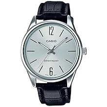Casio #MTP-V005L-7B Mens Standard Analog Black Leather Band Silver Dial Watch