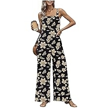 Casual Jumpsuits for Women Adjustable Straps Overalls One Piece Jumpsuit Wide Leg Rompers With Pockets S-XXL