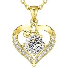 CDE Valentines Day Gift 18K Gold Plated Initial Love Heart 2 Carat Moissanite Necklaces for Women 925 Sterling Silver Jewelry Christmas Anniversary Birthday Present Gifts for Wife Lady Girlfriend Her
