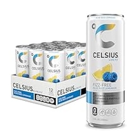 CELSIUS Fizz Free Blue Razz Lemonade, Sugar Free Energy Drink, 12 Fl Oz Pack of 12