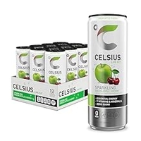 CELSIUS Sparkling Green Apple Cherry, Sugar Free Energy Drink, 12 Fl Oz Pack of 12