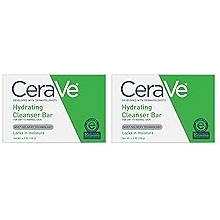 CeraVe Hydrating Cleanser Bar - Soap-Free Body and Facial Cleanser with 5% Moisturizing Cream - 4.5 Ounce Bar Pack of 2