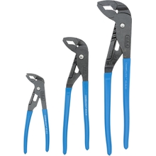 CHANNELLOCK GLS-3 3-Piece GRIPLOCK Tongue &amp; Groove Pliers Set, 6.5, 9.5, 12.5 Water Pump Pliers, Patented PERMALOCK Fastener, Forged High Carbon Steel, Made In the USA