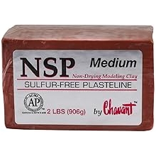 Chavant NSP Medium - 2 Lbs. Professional Oil Based Sulfur Free Sculpting Clay- Brown 2 lb Brick