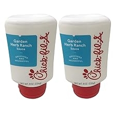 Chick-Fil-A Sauce 8 oz. Squeeze Bottle 2 Pack- Resealable Container for Dipping, Drizzling, and Marinades Garlic Herb Ranch