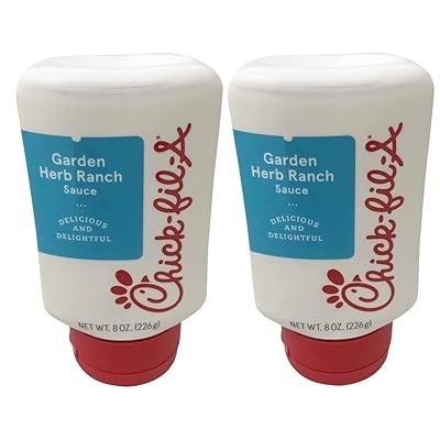 Chick-Fil-A Sauce 8 oz. Squeeze Bottle 2 Pack- Resealable Container for Dipping, Drizzling, and Marinades Garlic Herb Ranch