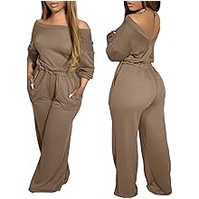 Women&lsquo;s Casual Jumpsuit Off the Shoulder Jumpsuits for Women Long Sleeve Wide Leg Pants Dressy Overalls