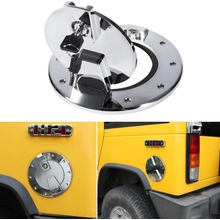 Chrome Fuel Door Locking Billet Aluminum Gas Tank Cap Cover Fit for Hummer H2 2003-2009