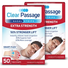 Clear Passage Nasal Strips Extra Strength, Tan, 100 Count | Works Instantly to Improve Sleep, Reduce Snoring, Relieve Nasal Congestion Due to Colds &amp; Allergies