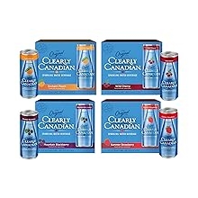 Clearly Canadian Original Can Variety Sparkling Water, 24-Pack Regular & Zero Assorted Flavors & Variety Packs Refreshingly Pure and Naturally Flavored Carbonated Drink