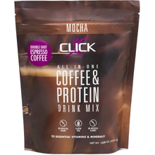 Click Coffee Protein, Protein &amp; Real Coffee All-in-One, Meal Replacement Nutrition Drink, Mocha Flavor, 23 Essential Vitamins, Double Shot Espresso Coffee, Hot or Cold, 15.8-Ounce