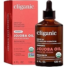 Cliganic Organic Jojoba Oil, 100% Pure (4oz) | Moisturizing for Face, Hair, Skin &amp; Nails | Natural Cold Pressed Hexane Free | Base Carrier Oil