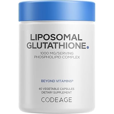 Codeage Liposomal Glutathione 1000 mg Supplement, High-Potency Reduced L-Glutathione - Liposomal Delivery - Phospholipids - Non-GMO, Gluten-Free - 60 Capsules