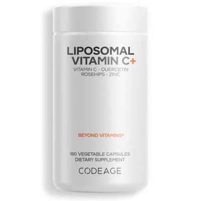 Codeage Liposomal Vitamin C 1500mg, Zinc, Elderberry, Citrus Bioflavonoids, Quercetin & Rose Hips, 180 ct