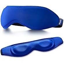 Contoured Cooling Gel Eye Mask: Snug-Fit Cold Therapy Compress for Puffiness, Migraine Support, Sinus Pressure &amp; Eye Strain - Fits Most Head Sizes - for Home, Office &amp; Travel (Blue)