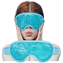 Cooling Eye Mask with Gel Bead, Reusable Cold Compress Ice Pack Sleeping Eye Cooling Pads for After Eyelid Surgery, Puffiness, Puffy Eyes, Headache, Migraine Relief(Blue)
