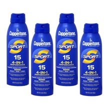 Coppertone Sport Continuous Spray Sunscreen SPF 15 - 5.5 oz, Pack of 4