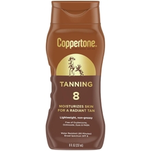Coppertone Tanning Sunscreen Lotion, Antioxidant, Water Resistant Body Sunscreen SPF 8, Broad Spectrum SPF 8 Sunscreen, 8 Fl Oz Bottle For All Skin Tone