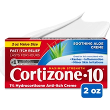 Cortizone 10 Maximum Strength Anti-Itch Cream with Soothing Aloe, 1% Hydrocortisone Creme, 2 oz