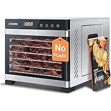 COSORI Food Dehydrator, Bigger Than 7 Trays with Large 6.5" Drying Space, 600W Power Saves More Time Than 480W, 165F Dehydrated Dryer for Jerky, Herbs, Meat, Fruit, and Yogurt, Silver,Stainless Steel