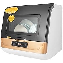 110V Portable Countertop Dishwasher, 360 Degree Auto Spray Type Countertop Dishwasher Mini/Small Dishwasher for RV & Apartment