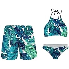 Couples Matching Swimsuit for Him and Her Summer Beachwear Women Bikini Set Men Trunk Beach Shorts