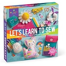 Craft-Tastic Let s Learn to Sew Mini Sewing Kit، الفنون والحرف اليدوية، اللوازم الفنية، مجموعة التطريز للمبتدئين، تتضمن لوازم الخياطة، تعليمات سهلة المتابعة، الفنون والحرف اليدوية، الأعمار 7+