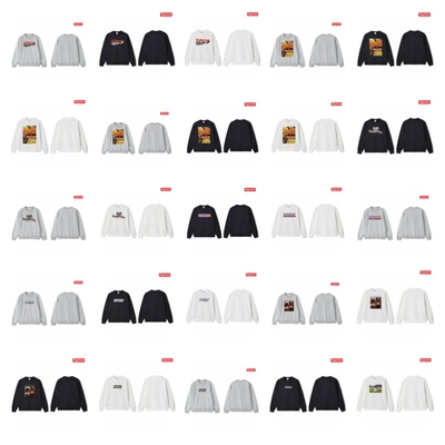 Cross-Border High-Quality American Fashion Supreme400G Terry Box Classic Letter Print Loose Round Neck Sweatshirt for Men and Women