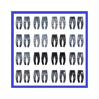 Cross-border wholesale purple American high street hole patch trend retro straight amiri Denim pants brand