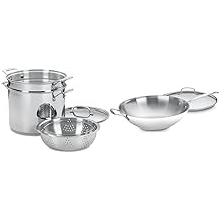 Cuisinart 12 Quart 4-Piece Cookware Set and 14-Inch Stir-Fry Pan Bundle, Stainless Steel