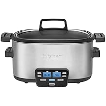 Cuisinart 3-In-1 Cook Central 6-Quart Multi-Cooker Slow Cooker, Brown/Saute, Steamer, MSC-600 NAS, Silver