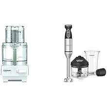 Cuisinart 7 Cup Food Processor, 600-Watt Motor, White, DLC-10SYP1 & CSB-179 Smart Stick Variable Speed Hand Blender, Stainless Steel